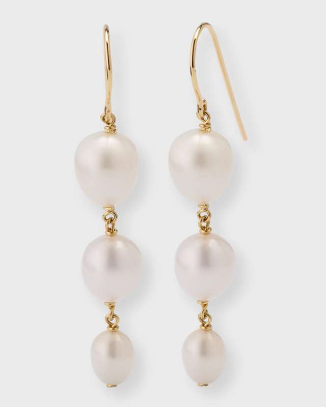 Graduated Oval Pearl Drop Earrings
